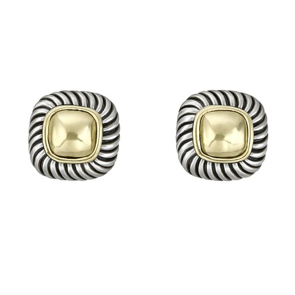 David Yurman Albion Earrings – Sterling Silver & 14K Yellow Gold – Classic Cable - Picture 1 of 5